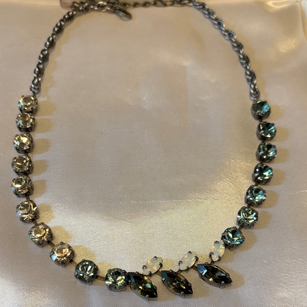 Sabika Elegant Silver and Blue Crystal Necklace